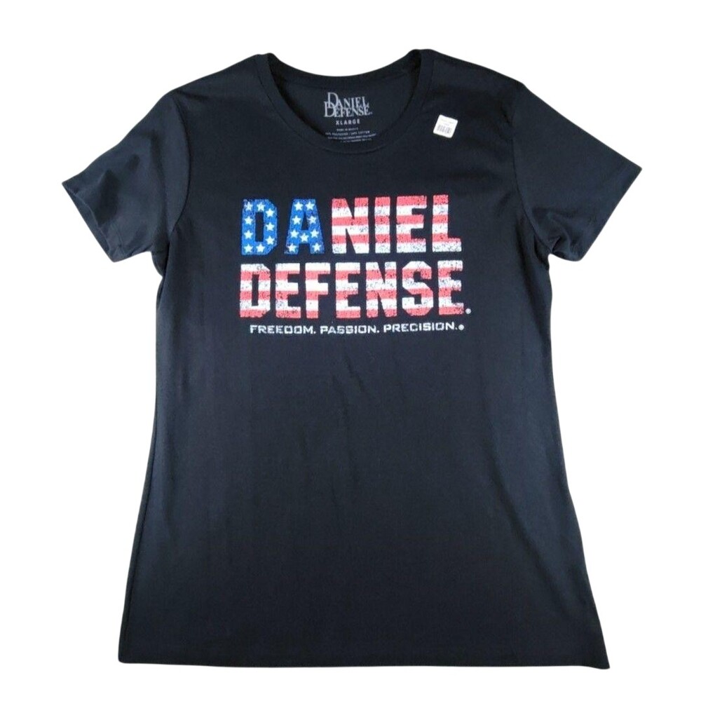 Daniel Defense Shirt Womens XL Black USA Flag Freedom Patriotic Graphic Tee